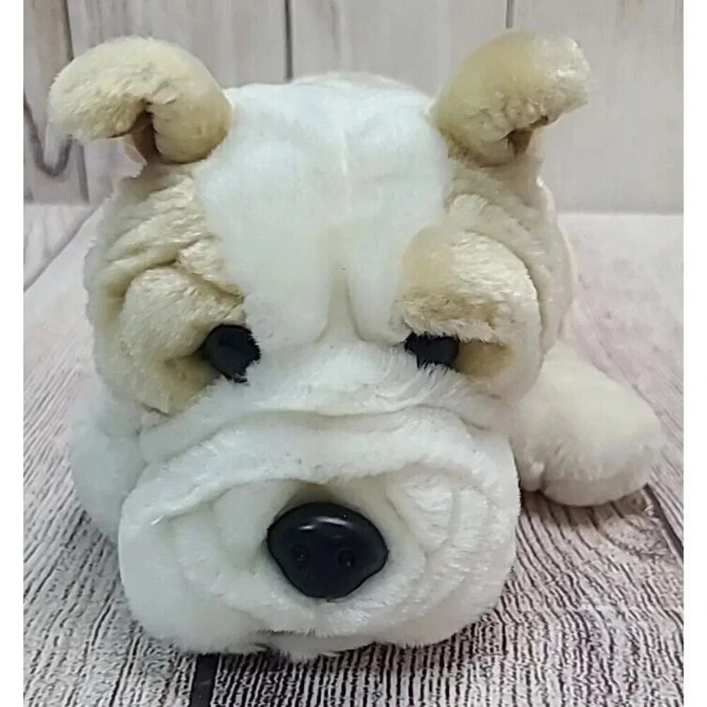 Vintage Kids Of America Plush Dog Boxer Bully Stuffed Animal Toy White Beige 12"